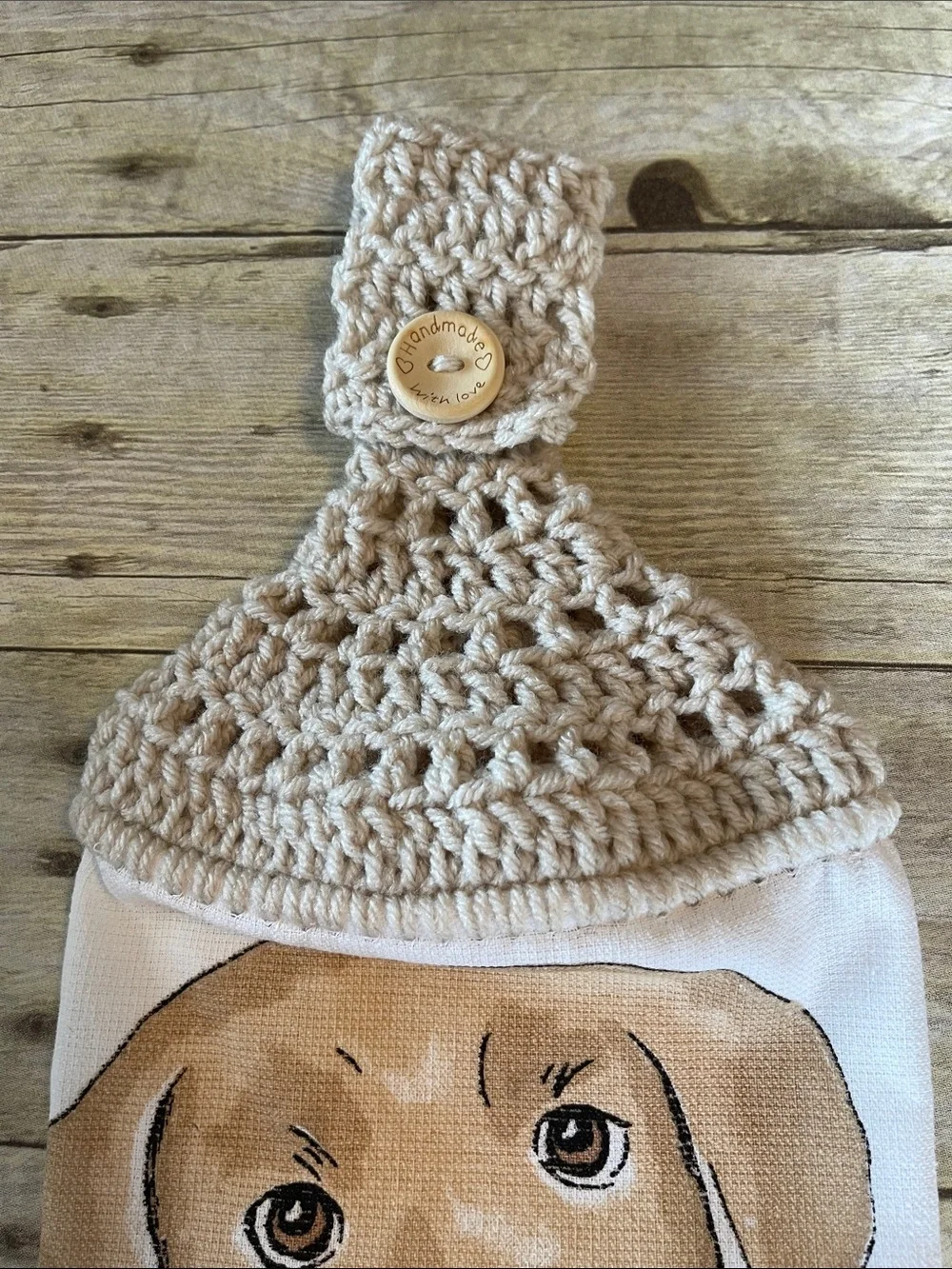 Crochet Top Doggie Hanging HandTowel Single Thickness Handmade W/Love